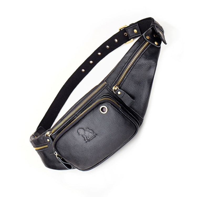 LAOSHIZI Vintage Leather Waist Bag Shoulder Crossbody Bag Shoulder Chest Bag For Men