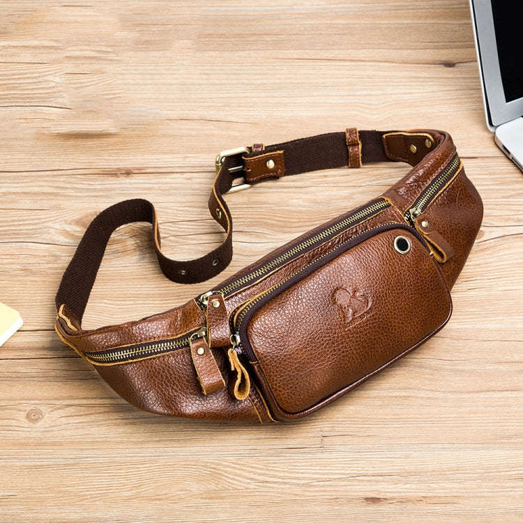 LAOSHIZI Vintage Leather Waist Bag Shoulder Crossbody Bag Shoulder Chest Bag For Men