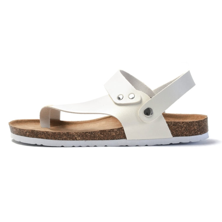Men Summer Cork Flip Flops Beach Couple Leather Sandals, Size: 39