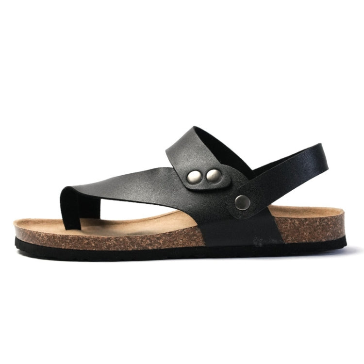 Men Summer Cork Flip Flops Beach Couple Leather Sandals, Size: 44