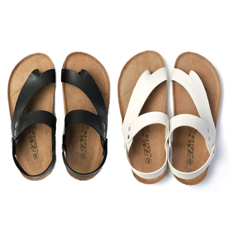 Men Summer Cork Flip Flops Beach Couple Leather Sandals, Size: 44