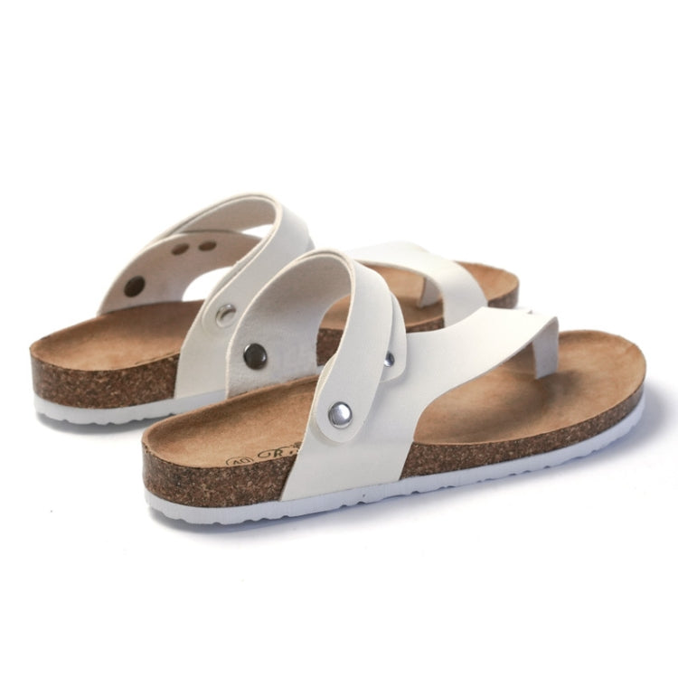Men Summer Cork Flip Flops Beach Couple Leather Sandals, Size: 44