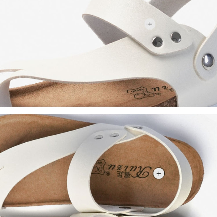Men Summer Cork Flip Flops Beach Couple Leather Sandals, Size: 44