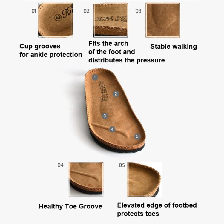 Men Summer Cork Flip Flops Beach Couple Leather Sandals, Size: 44