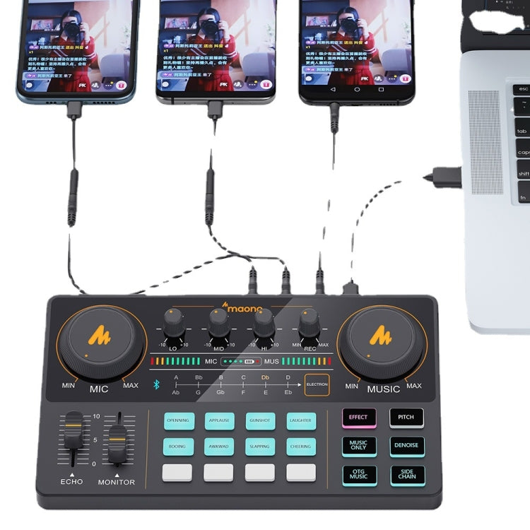 MAONO AU-AM200 Digital Dual-Mode Live Sound Card Mixer Sound Effects Processor(Black)
