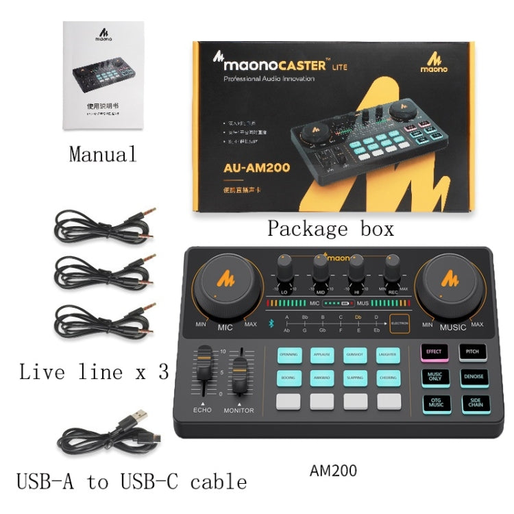MAONO AU-AM200 Digital Dual-Mode Live Sound Card Mixer Sound Effects Processor(Black)
