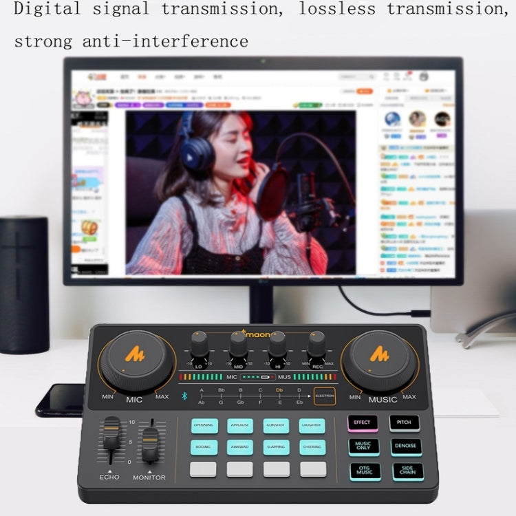 MAONO AU-AM200 Digital Dual-Mode Live Sound Card Mixer Sound Effects Processor(Black)