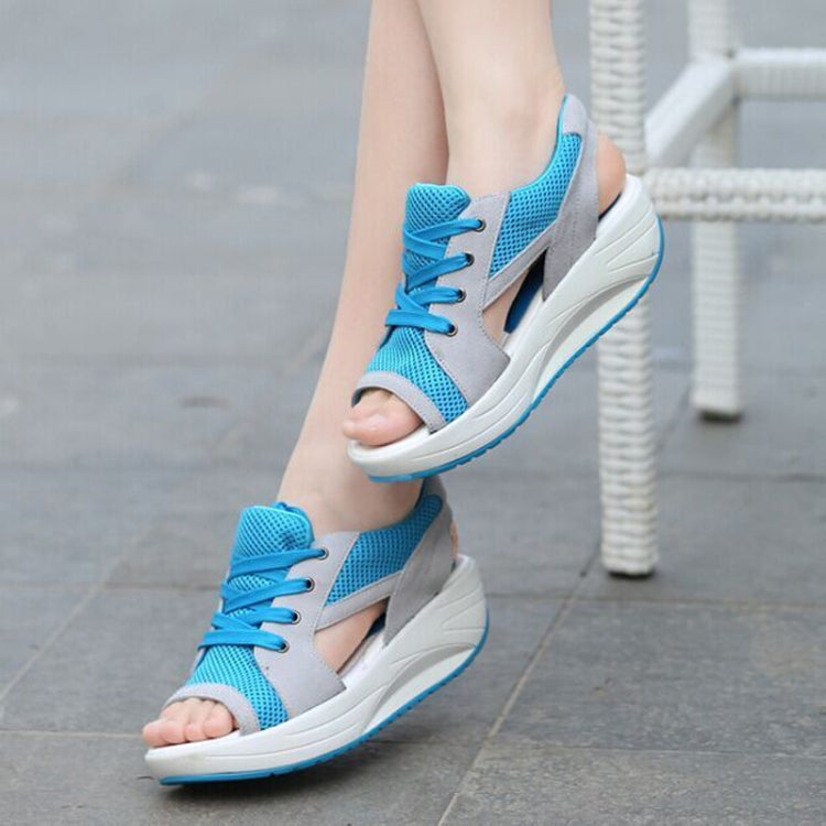 Summer Fish Mouth Platform Pine Sandals For Ladies, Size: 36