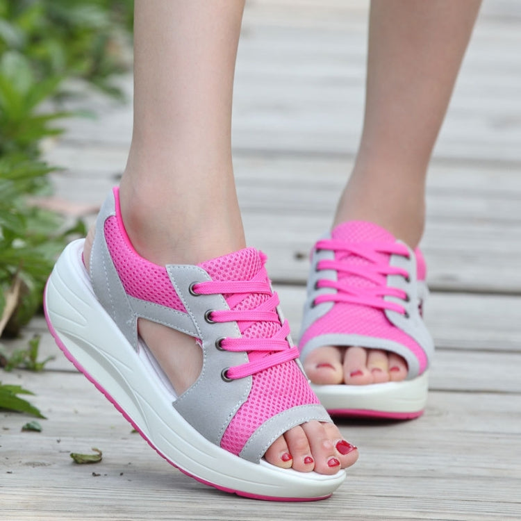 Summer Fish Mouth Platform Pine Sandals For Ladies, Size: 36