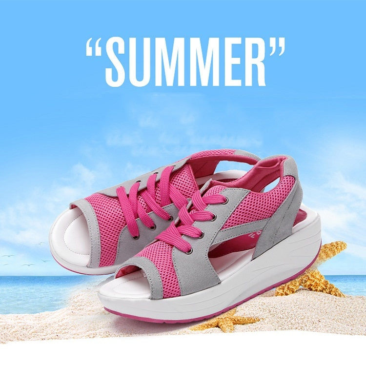 Summer Fish Mouth Platform Pine Sandals For Ladies, Size: 36