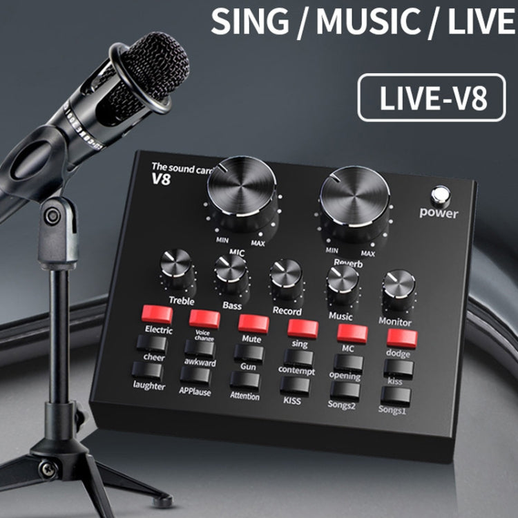 V8 Live Sound Card Set Anchor Recording Microphone,Style: With E300+Tripod