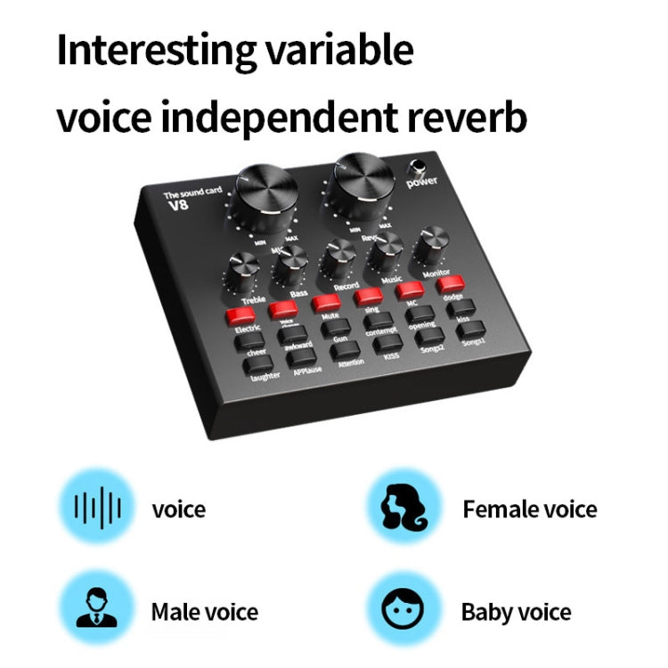 V8 Live Sound Card Set Anchor Recording Microphone,Style: With Black BM800 Set