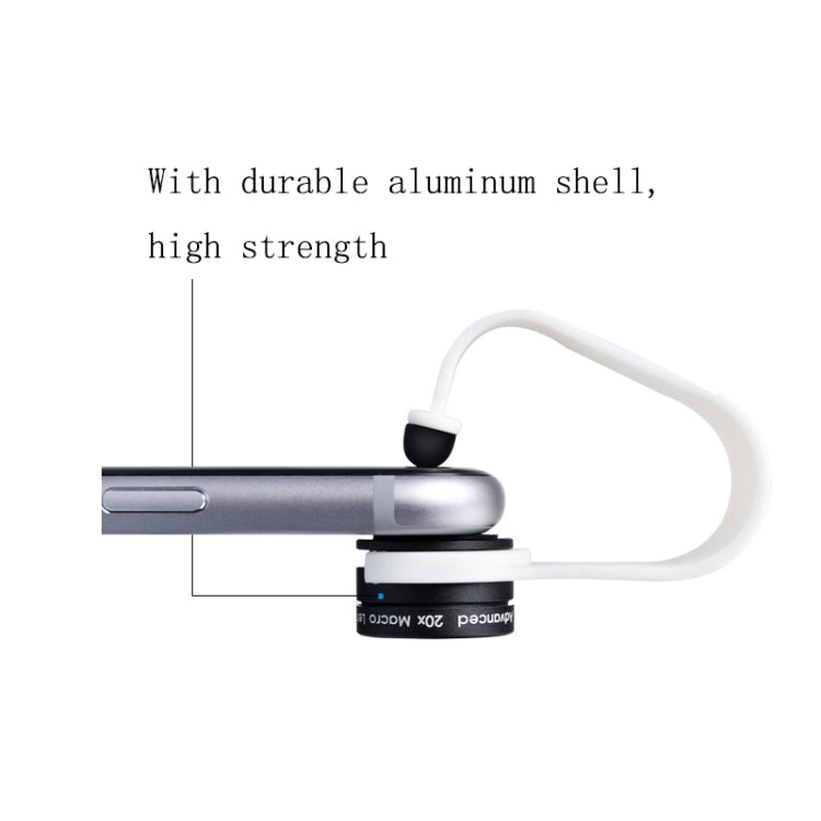 Universal Mobile Phone Macro Lens 20 Times Amplifies Large Macro Camera Clip Lens(White Clip)