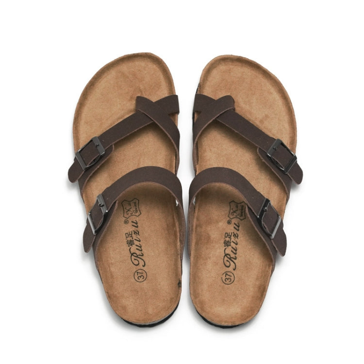 Ruizu Couple Cork Slippers Beach Shoes Flip Flops, Size: 38