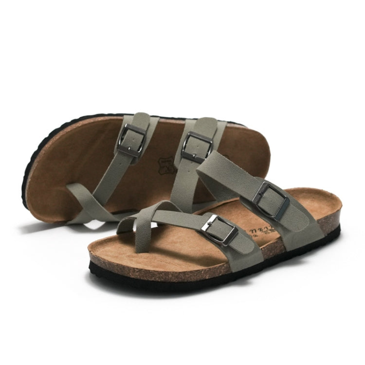 Ruizu Couple Cork Slippers Beach Shoes Flip Flops, Size: 42