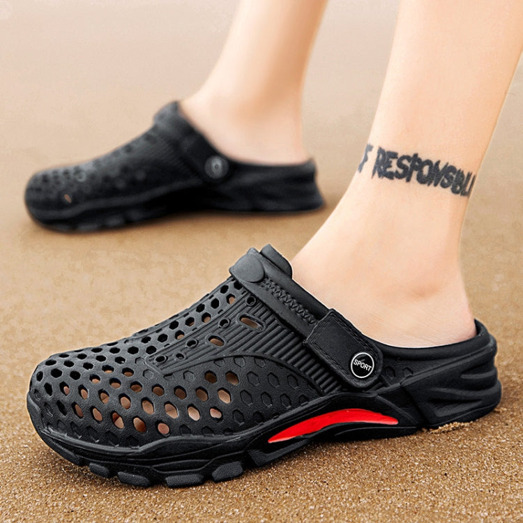 Men Sandals Summer Hole Sandals Outside Wear Beach Slippers, Size: 41(Black)