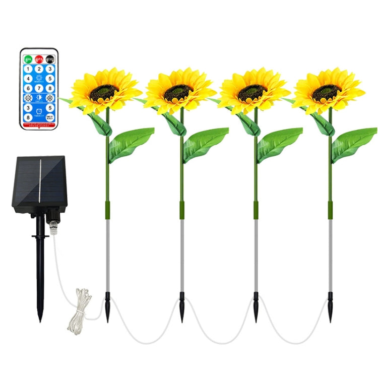 One for four Sunflowers Solar Lantern LED Garden Decoration Simulation Lantern Waterproof Lawn Light