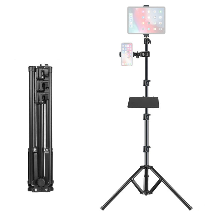 Thickened Telescopic Reverse Folding Live Bracket, Style: 1.6 m+Single+Flat Clip+Shelf