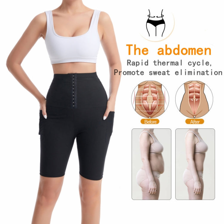 Women High Waist Breasted Hip Lifting Pants With Pocket, Color: