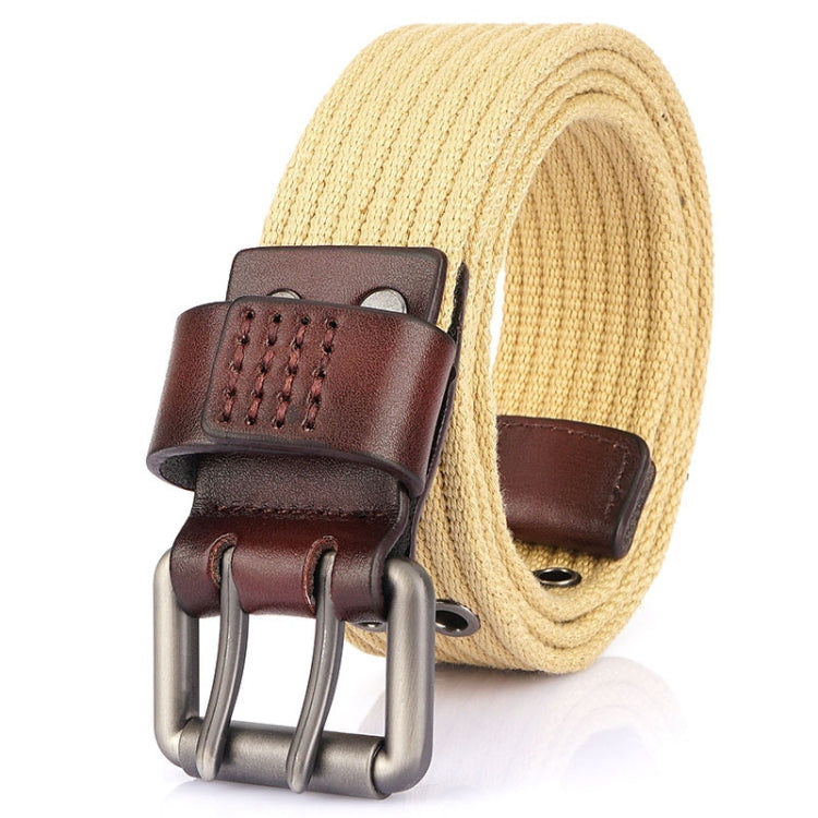 Men Thickened Canvas Double Pin Buckle Jeans Casual Belt, Length: 120cm