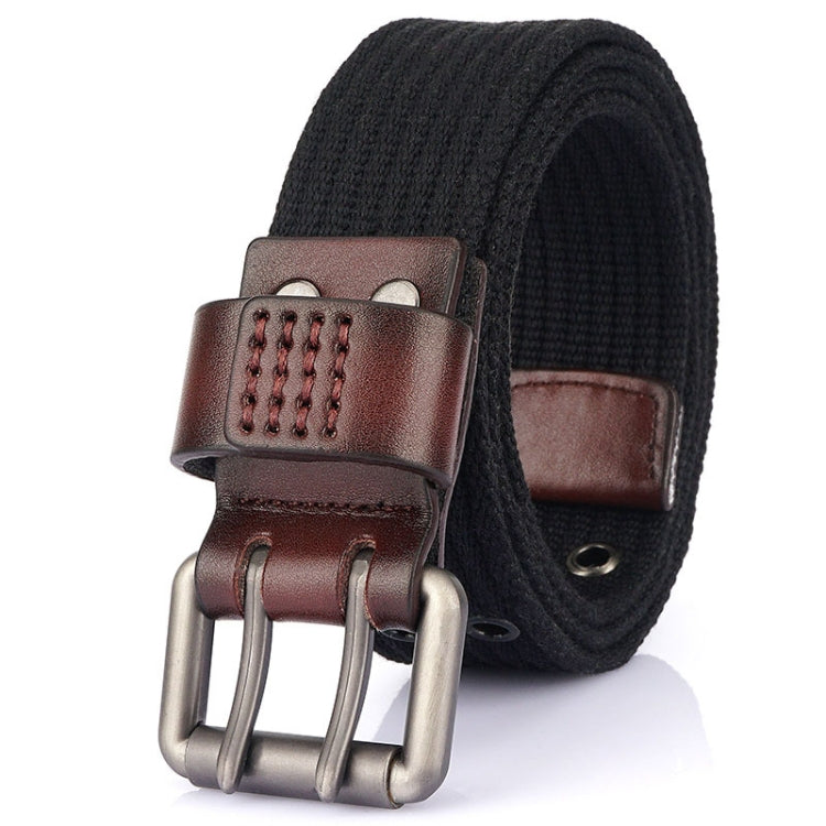 Men Thickened Canvas Double Pin Buckle Jeans Casual Belt, Length: 120cm