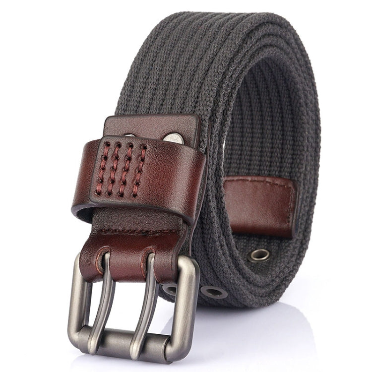 Men Thickened Canvas Double Pin Buckle Jeans Casual Belt, Length: 120cm