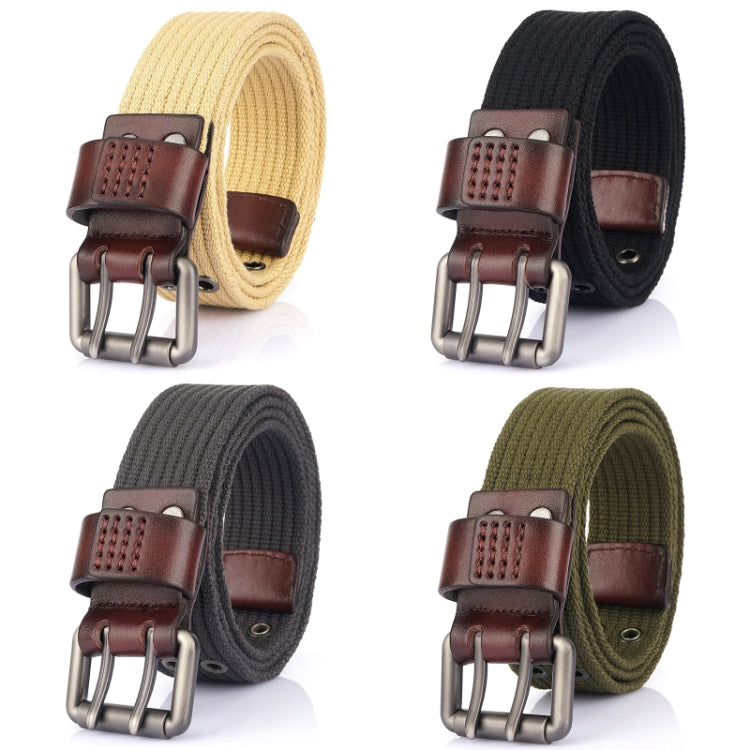 Men Thickened Canvas Double Pin Buckle Jeans Casual Belt, Length: 120cm