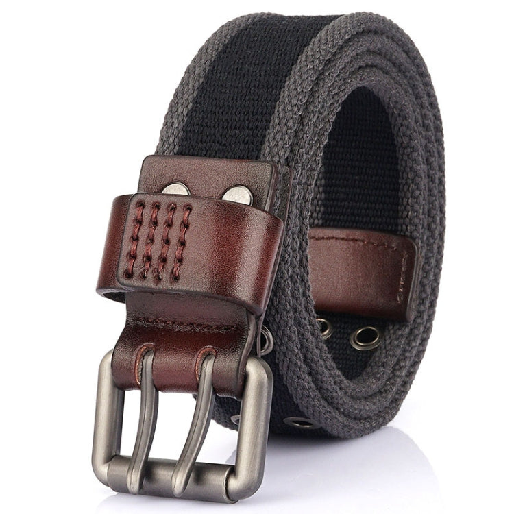 Men Thickened Canvas Double Pin Buckle Jeans Casual Belt, Length: 120cm