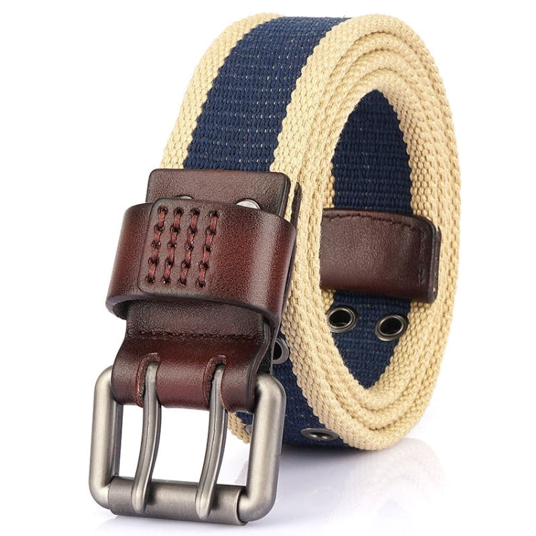 Men Thickened Canvas Double Pin Buckle Jeans Casual Belt, Length: 120cm