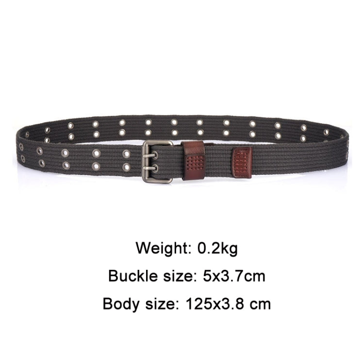 Men Thickened Canvas Double Pin Buckle Jeans Casual Belt, Length: 120cm