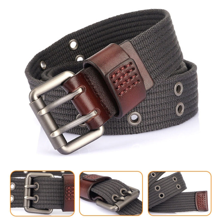 Men Thickened Canvas Double Pin Buckle Jeans Casual Belt, Length: 120cm