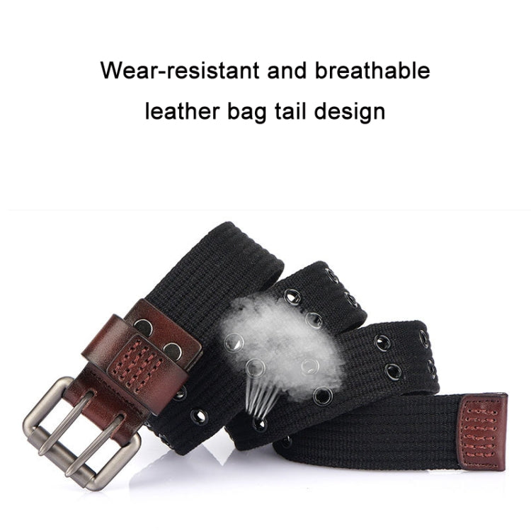 Men Thickened Canvas Double Pin Buckle Jeans Casual Belt, Length: 120cm
