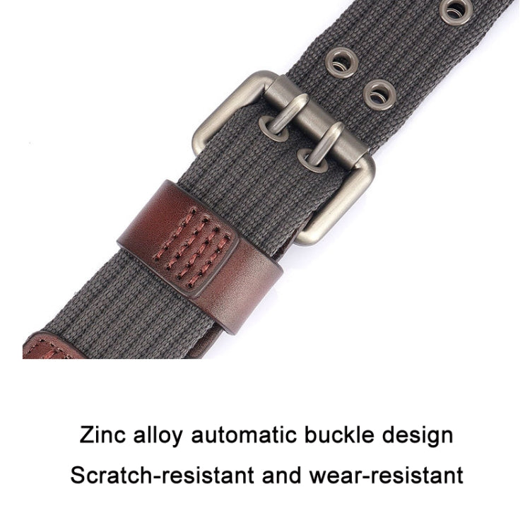 Men Thickened Canvas Double Pin Buckle Jeans Casual Belt, Length: 120cm
