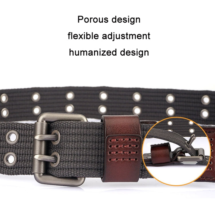 Men Thickened Canvas Double Pin Buckle Jeans Casual Belt, Length: 120cm