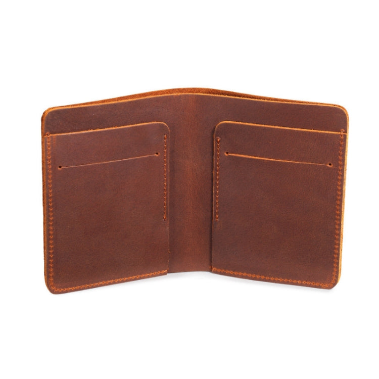 Men First Layer Leather Handmade Short Wallet, Color: Vertical (Brown)