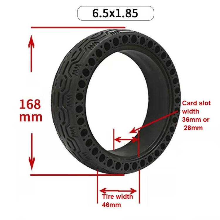 2 PCS 6.5x1.85 Solid Tire Honeycomb Tire Electric Scooter Tire,Specification: 28mm Card Slot