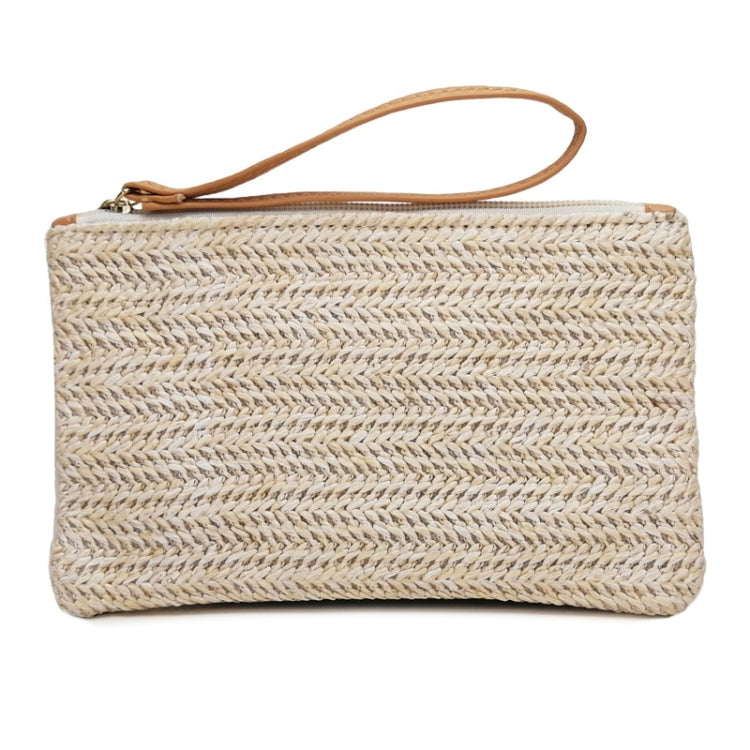 Ladies Straw Clutch Coin Purse Summer Beach Bag, Color: Cream
