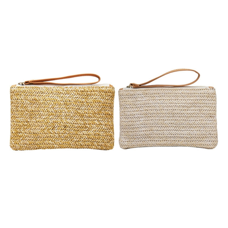 Ladies Straw Clutch Coin Purse Summer Beach Bag, Color: Cream