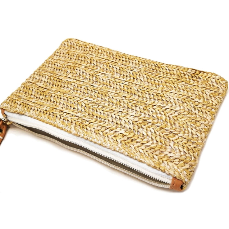 Ladies Straw Clutch Coin Purse Summer Beach Bag, Color: Cream
