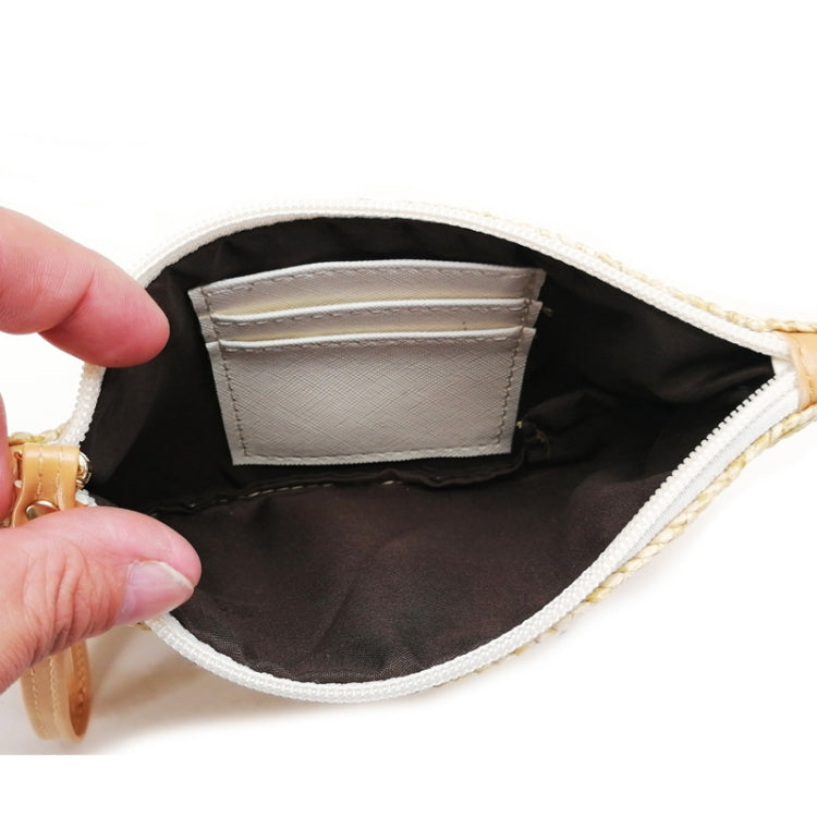Ladies Straw Clutch Coin Purse Summer Beach Bag, Color: Cream