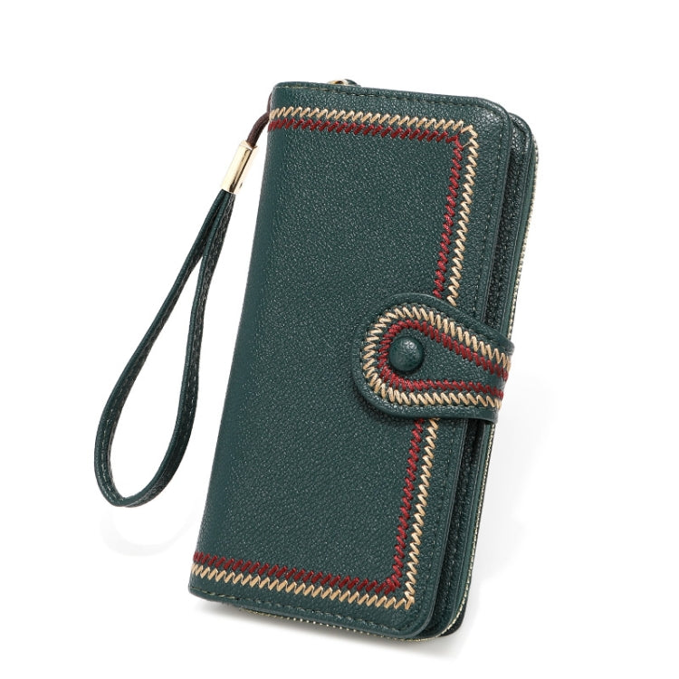 Ladies Long Type Zipper Wallet Embroidered Large Capacity Clutch