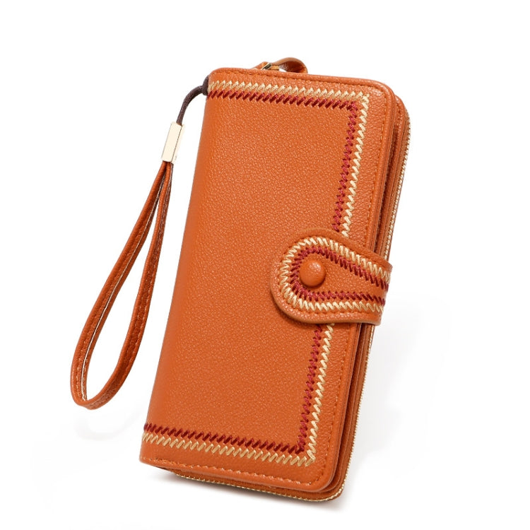 Ladies Long Type Zipper Wallet Embroidered Large Capacity Clutch
