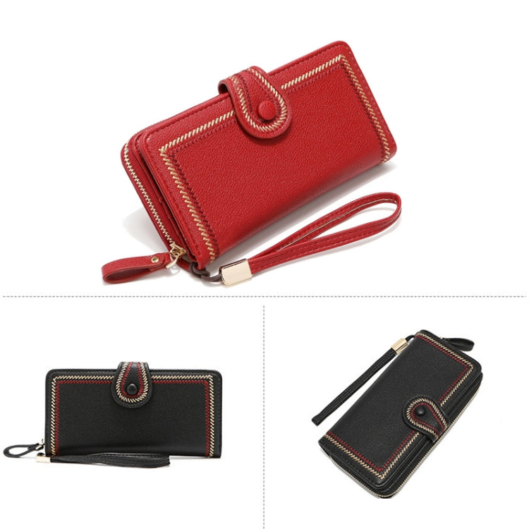 Ladies Long Type Zipper Wallet Embroidered Large Capacity Clutch