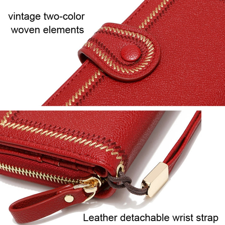 Ladies Long Type Zipper Wallet Embroidered Large Capacity Clutch