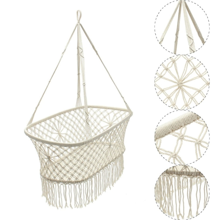 White Cotton Baby Garden Hanging Hammock Baby Cribs Cotton Woven Rope Swing Patio Chair Seat Bedding Baby Care 90*87*57cm