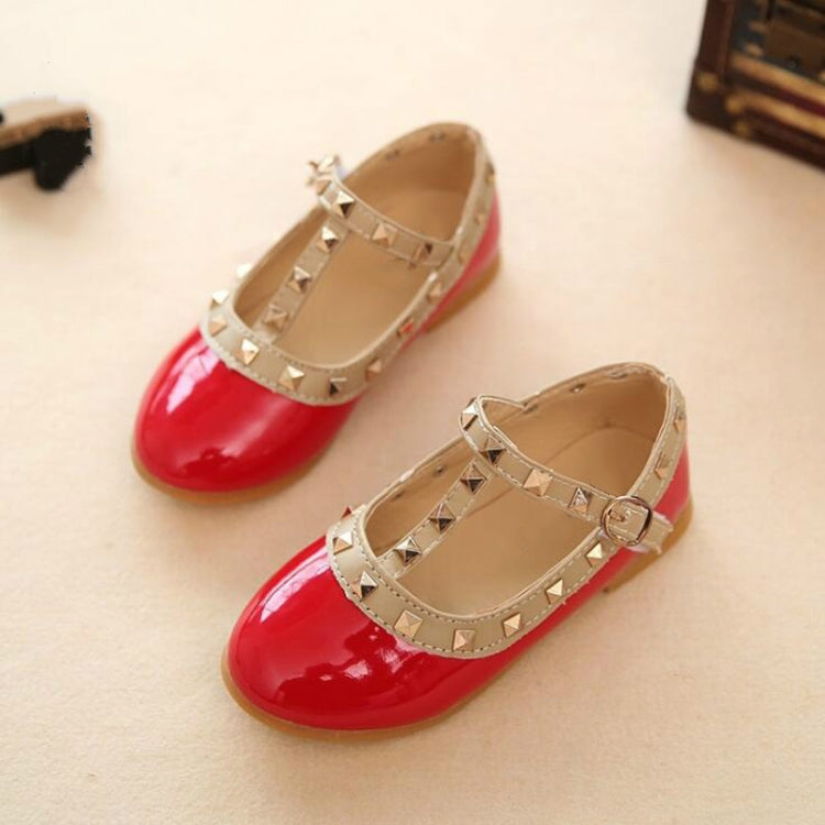 Girls Leather Shoes Child Rivet Princess Dancing Shoes, Size:34