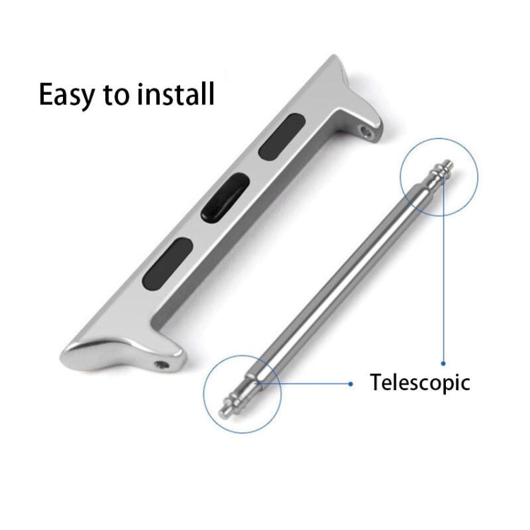 10 PCS Stainless Steel Strap Connector For iwatch1/2/3/4 Generation, Color: Raw Ear 38/40/41mm-22mm Silver