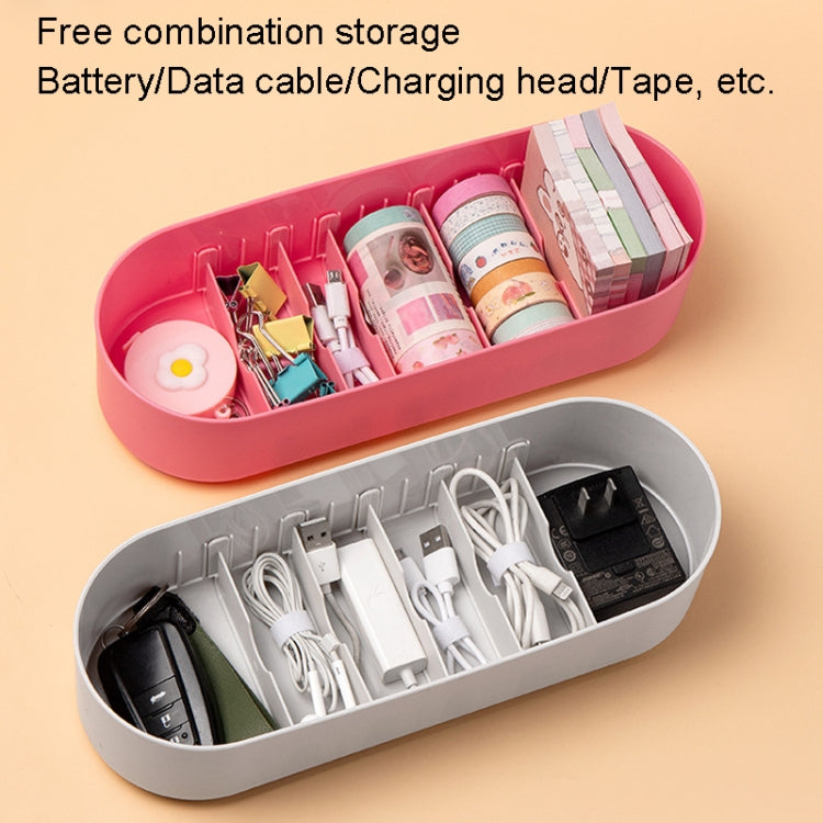 Household Battery Storage Box Data Cable Charger Storage Organizer Box, Color: Pink Single Layer