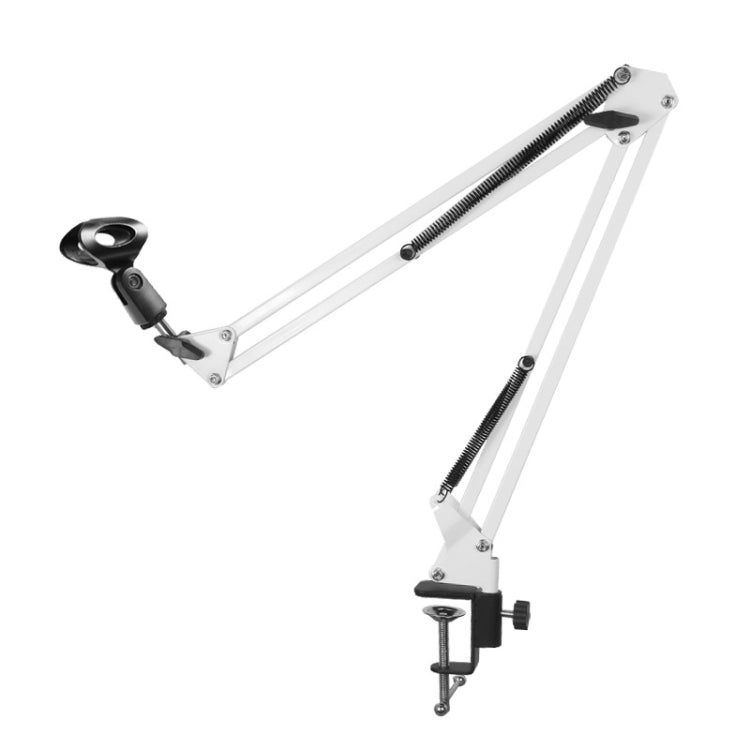 NB35 Microphone Metal Folding Telescopic Cantilever Stand, Spec: White+Metal+U-shaped Clip