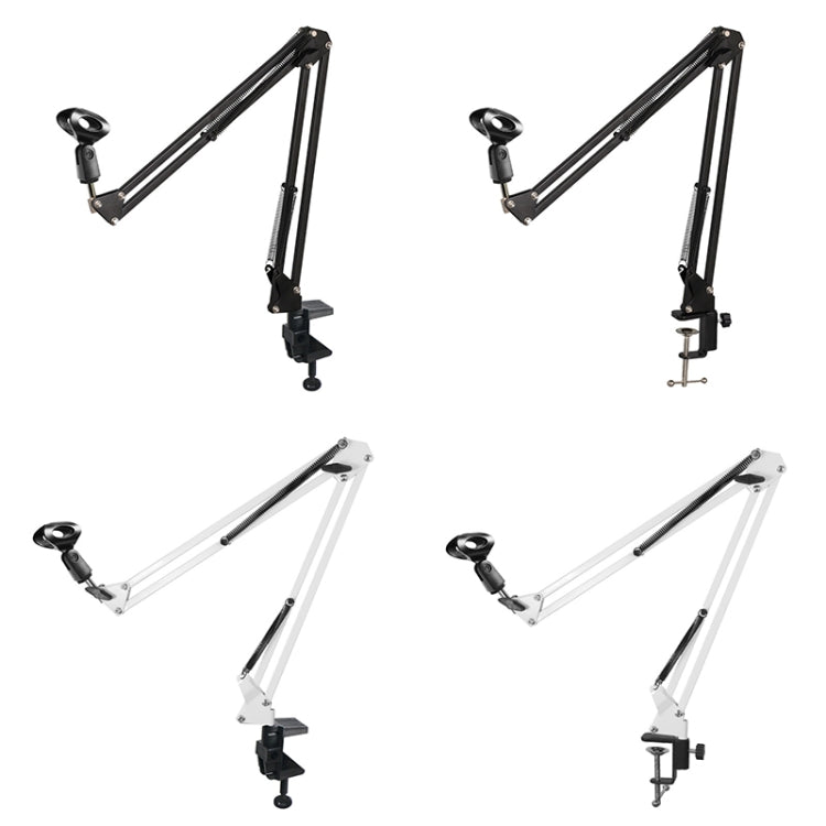 NB35 Microphone Metal Folding Telescopic Cantilever Stand, Spec: White+Metal+U-shaped Clip